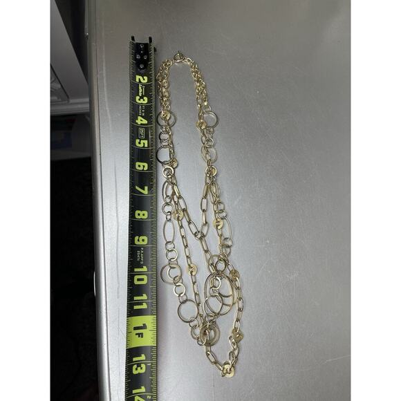 Vintage Multi Chain Chunky Gold Statement Necklace Retro - Picture 4 of 4